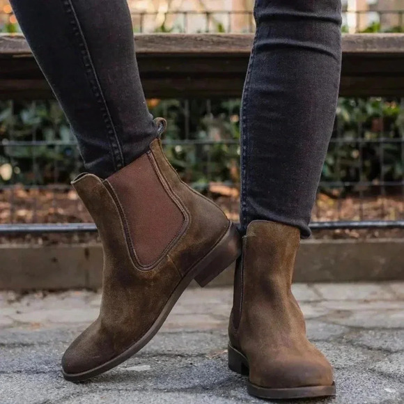 Thursday Boot Co Dark Olive Suede Duchess Ankle Boot size 5 New - Picture 8 of 9